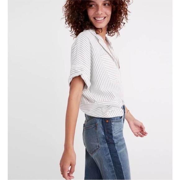 Madewell The High Rise Slim Boyjean: Two Tone Tuxedo Stripe‎ Edition - Picture 7 of 7